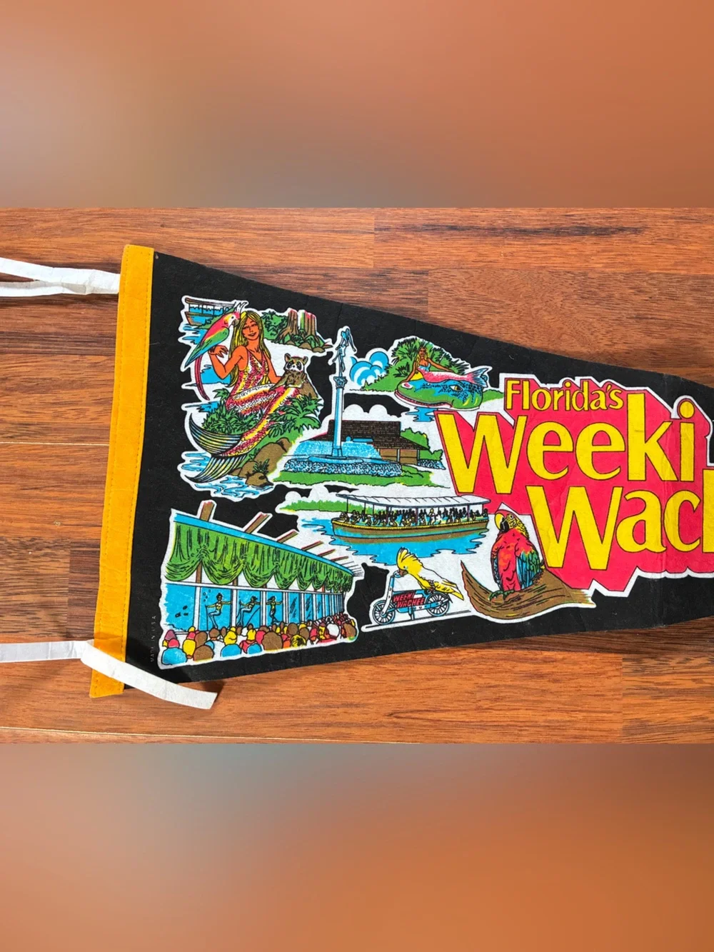 Florida's Weeki Wachee Souvenir Pennant - Black and Yellow